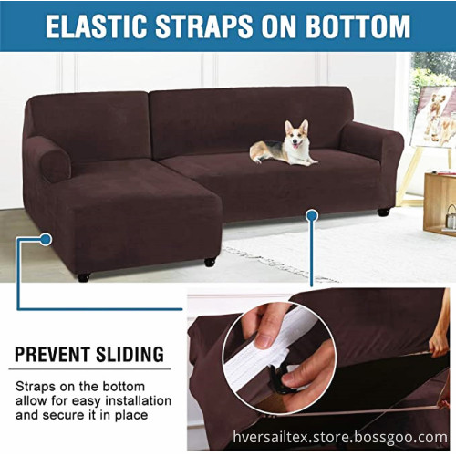 Velvet Stretch L-Shaped Thick Sofa Slipcovers